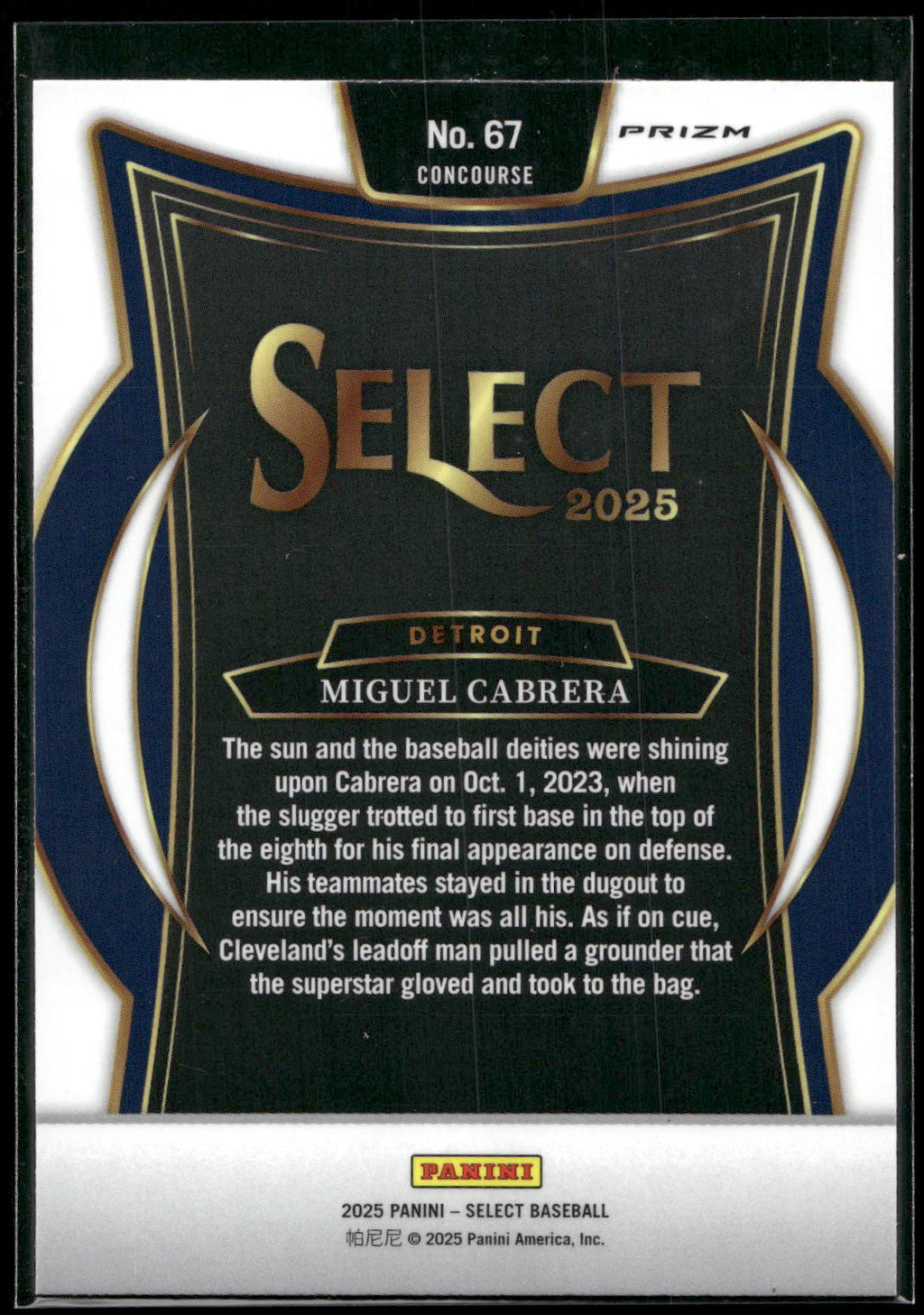 2025 Panini Select #67 Miguel Cabrera Tri-Color Prizms