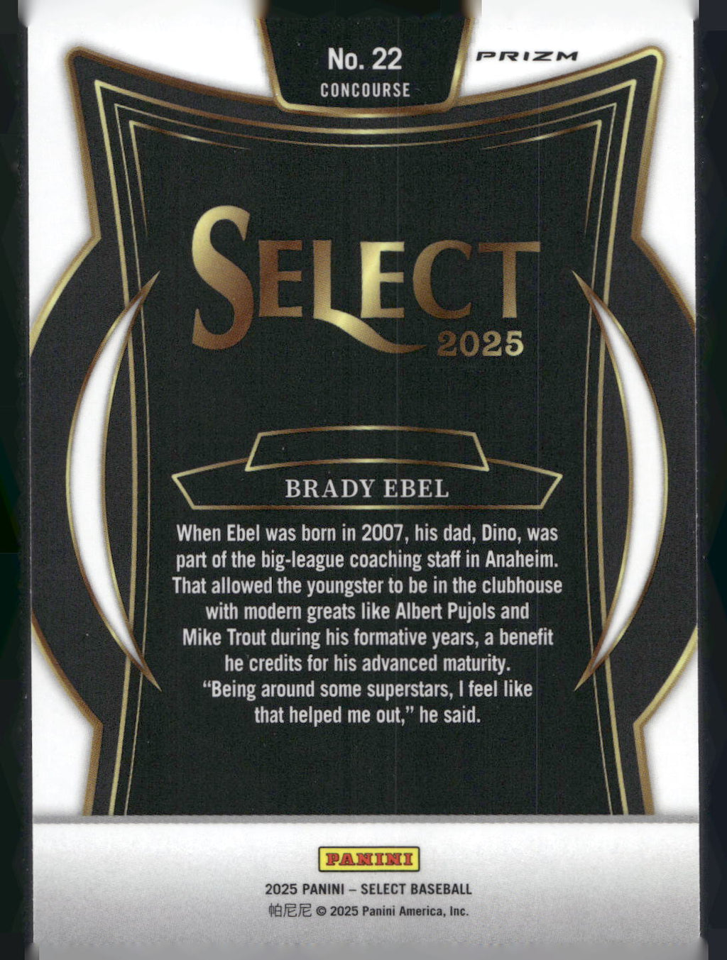 2025 Panini Select #22 Brady Ebel Red and Green Ice Prizms