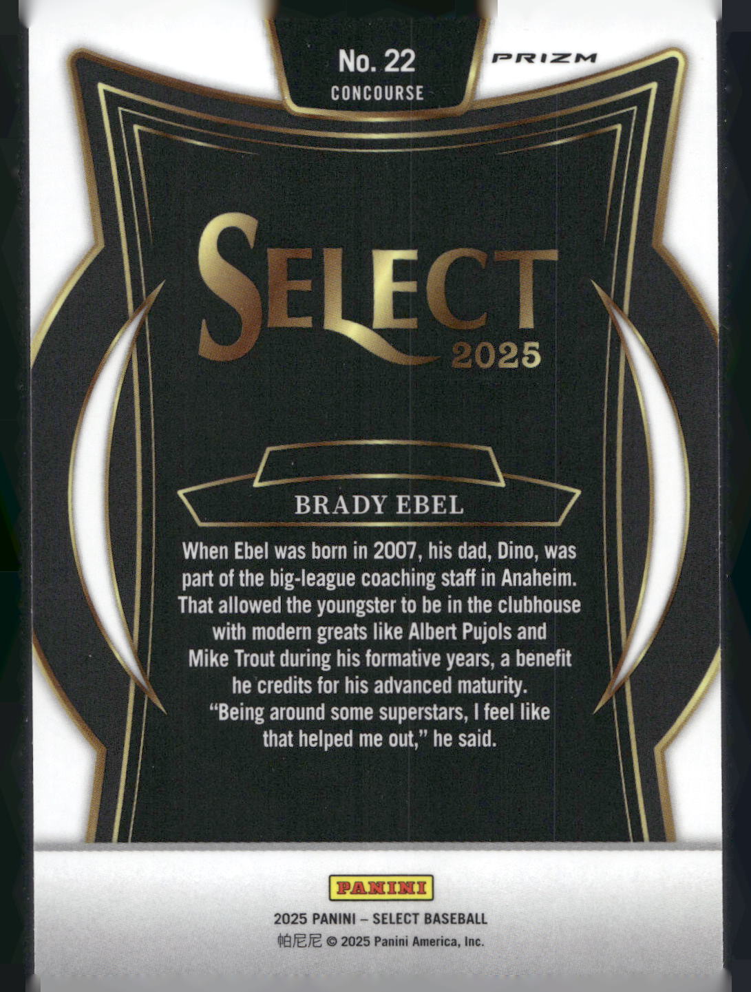 2025 Panini Select #22 Brady Ebel Red and Green Ice Prizms