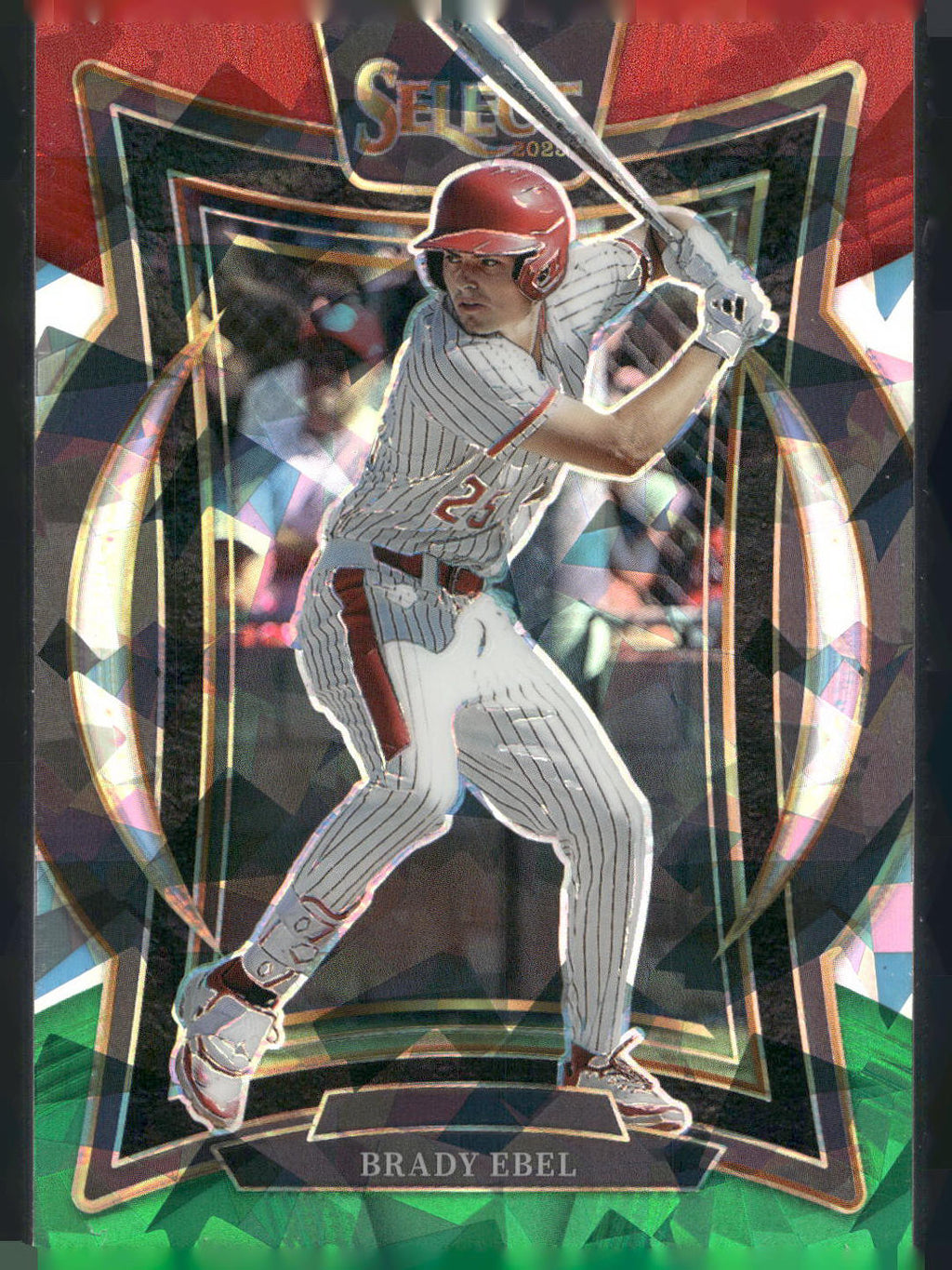 2025 Panini Select #22 Brady Ebel Red and Green Ice Prizms