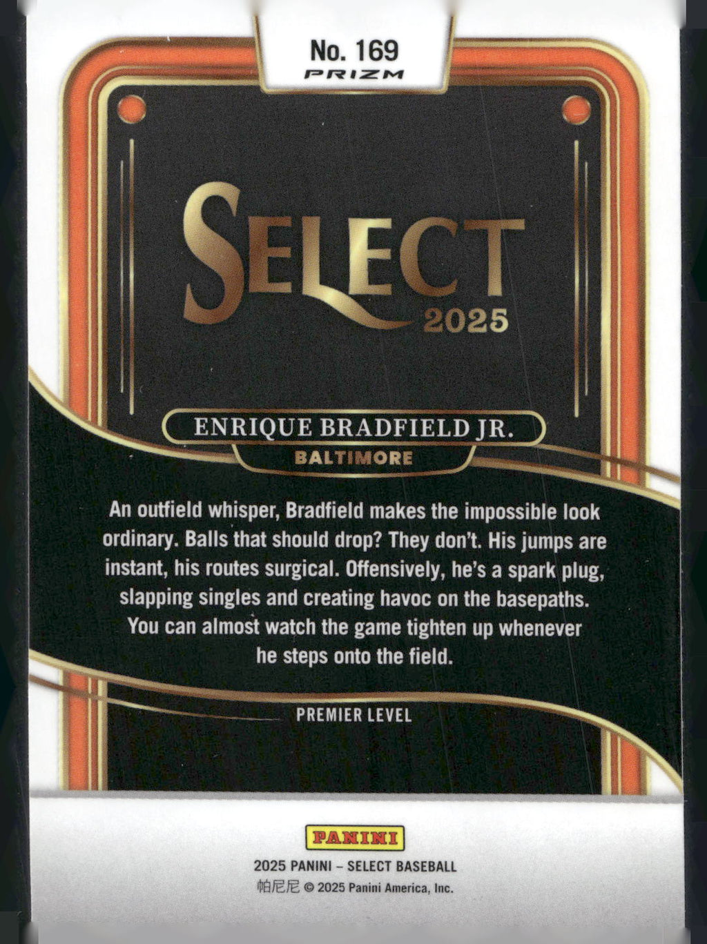 2025 Panini Select #169 Enrique Bradfield Jr. Red and Green Ice Prizms