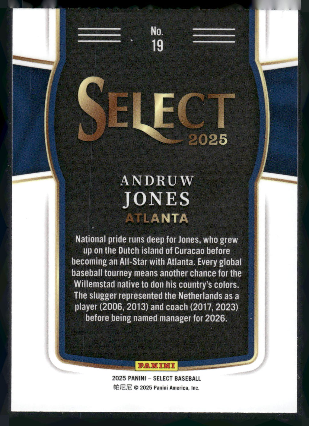2025 Panini Select #19 Andruw Jones Global Icons