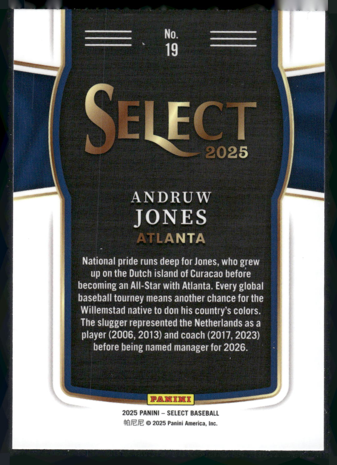 2025 Panini Select #19 Andruw Jones Global Icons