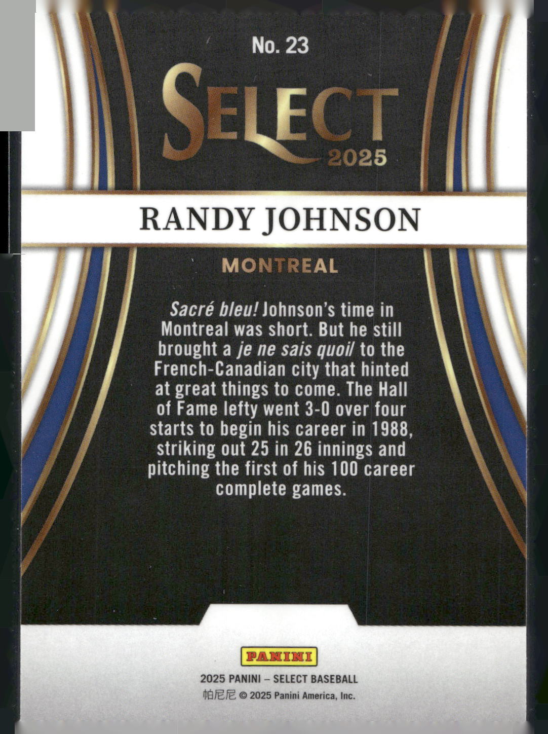 2025 Panini Select #23 Randy Johnson Turbo Charged