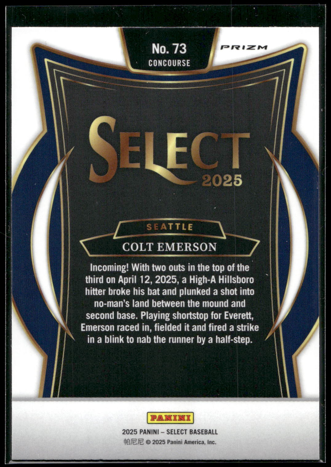 2025 Panini Select #73 Colt Emerson Ice Prizms