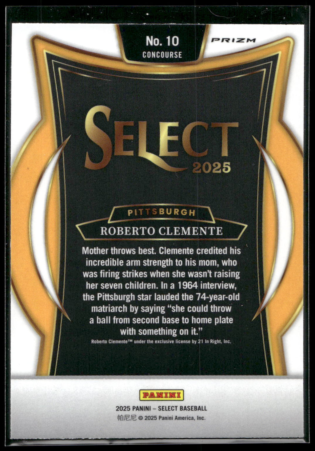 2025 Panini Select #10 Roberto Clemente Ice Prizms