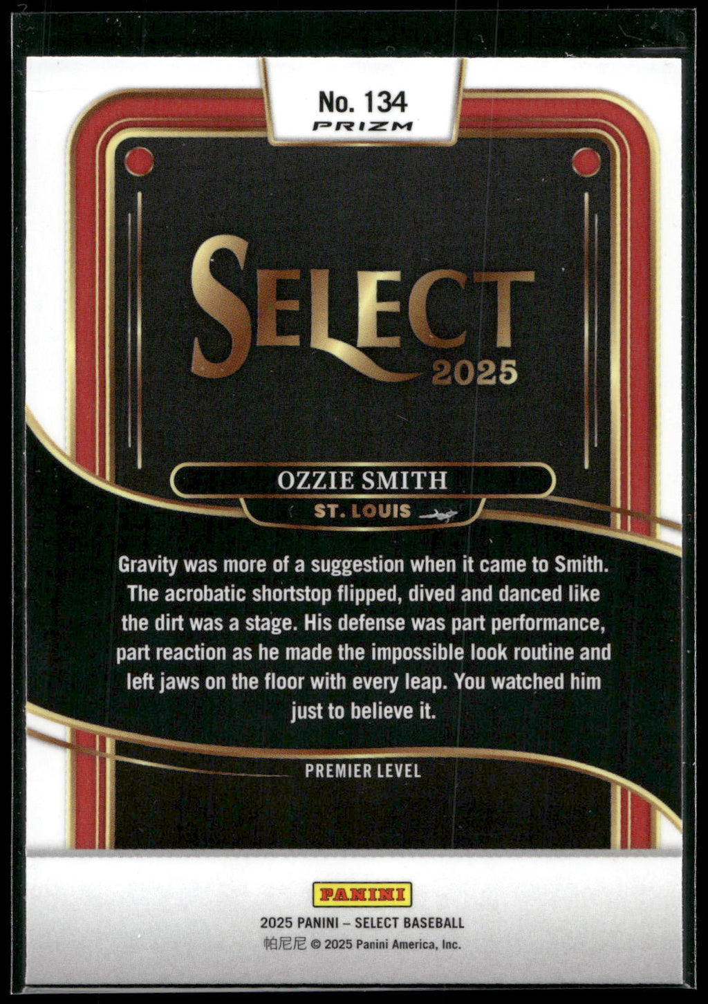 2025 Panini Select #134 Ozzie Smith Ice Prizms