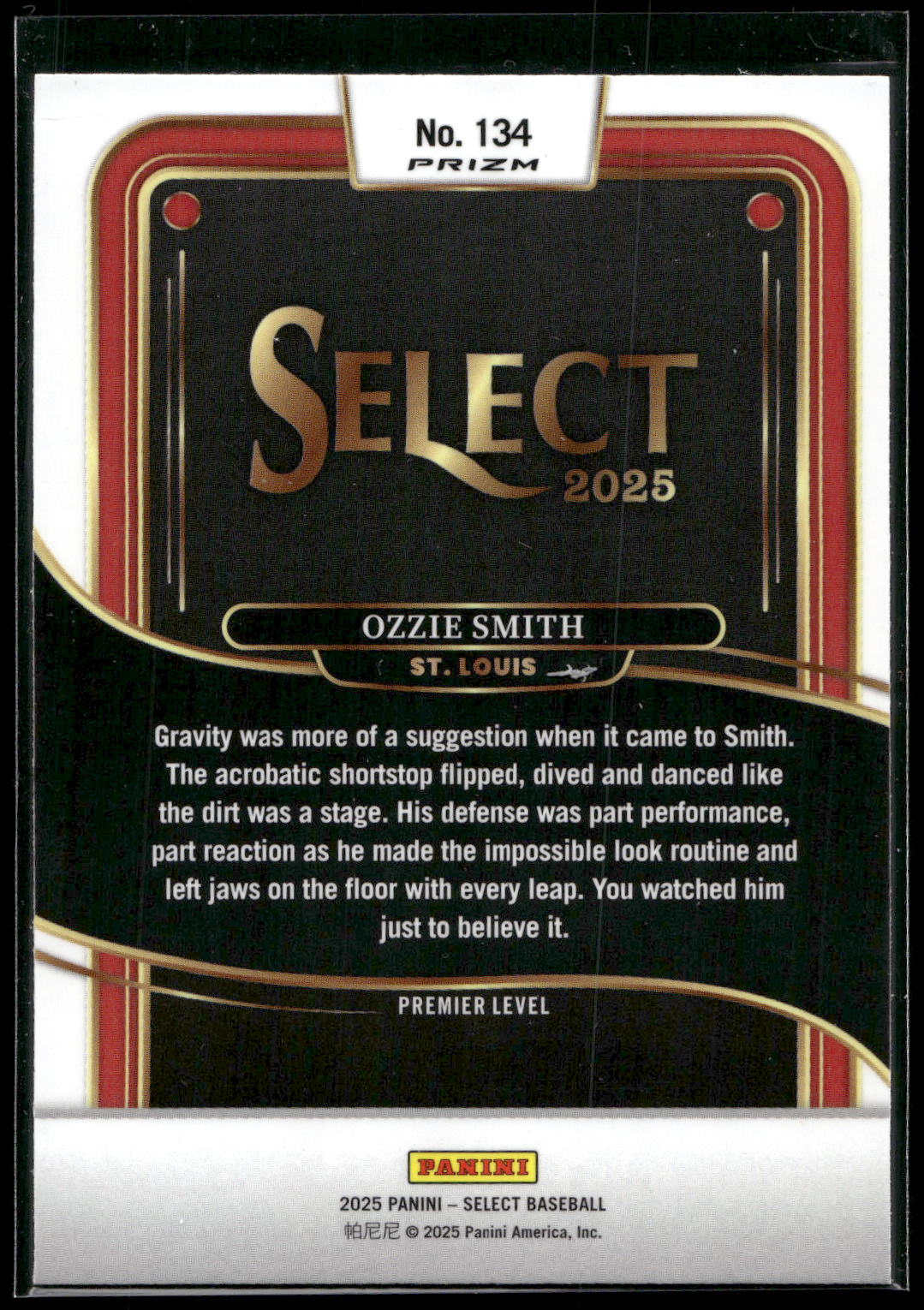 2025 Panini Select #134 Ozzie Smith Ice Prizms