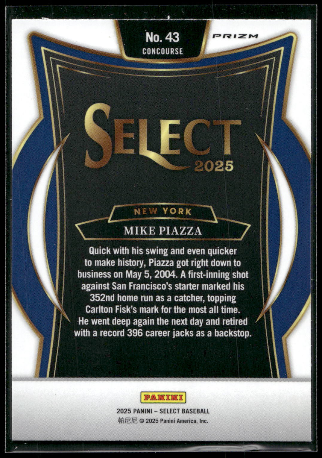 2025 Panini Select #43 Mike Piazza Silver Wave Prizms