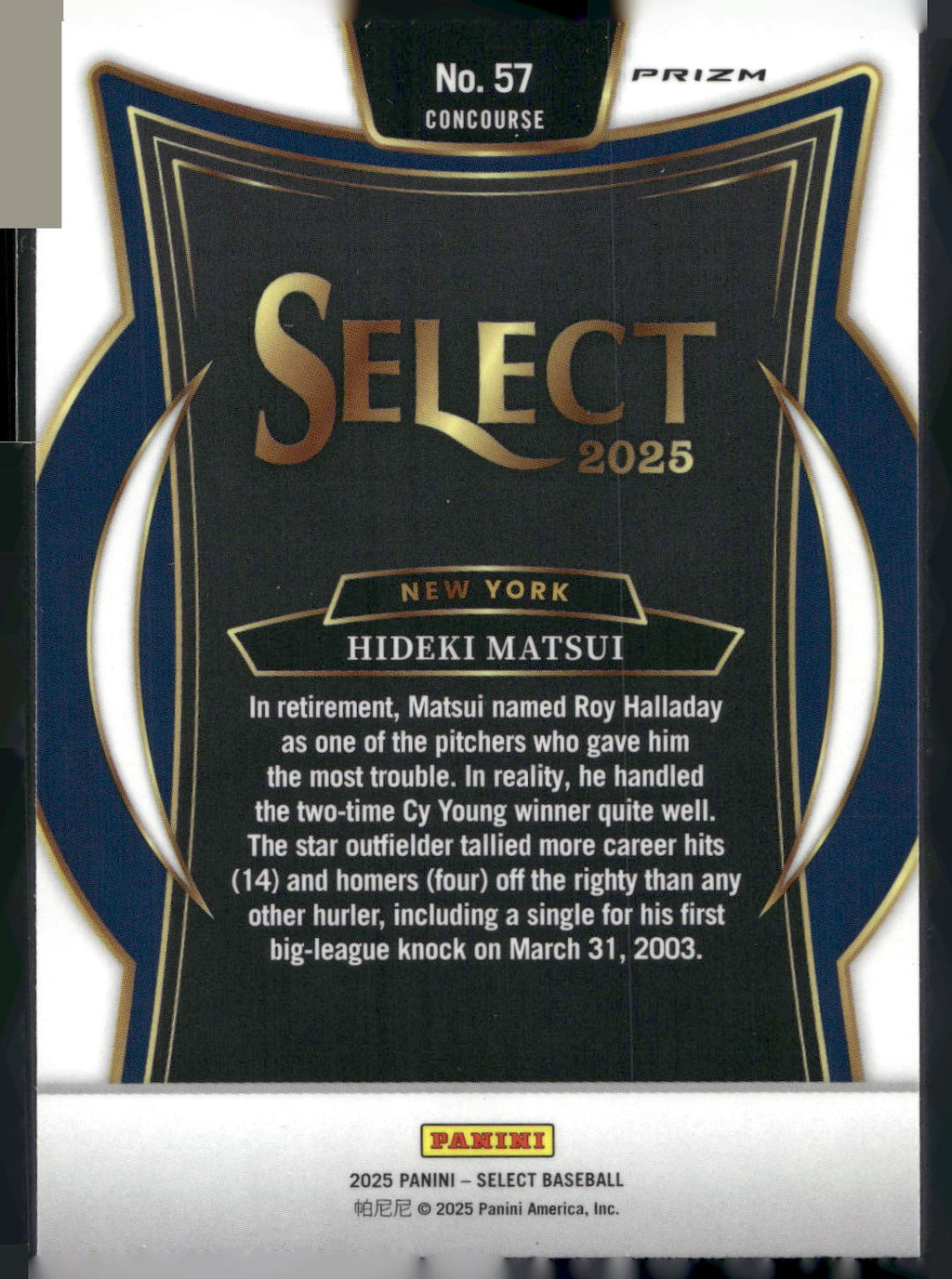2025 Panini Select #57 Hideki Matsui Silver Wave Prizms