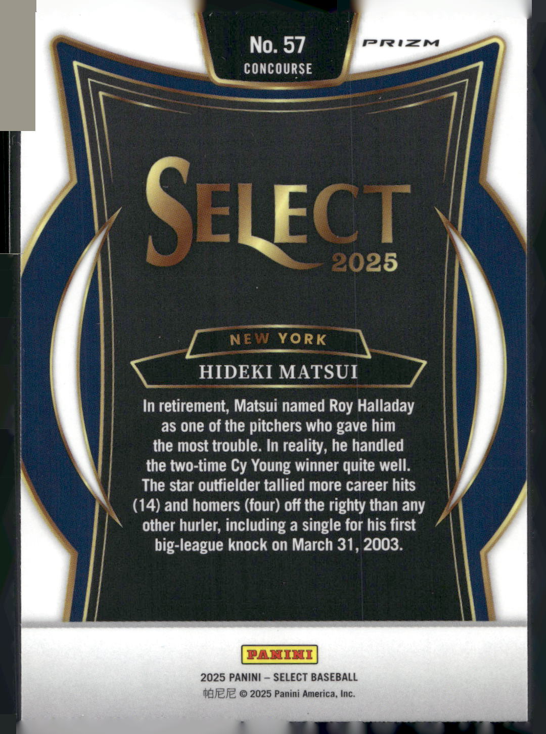 2025 Panini Select #57 Hideki Matsui Silver Wave Prizms