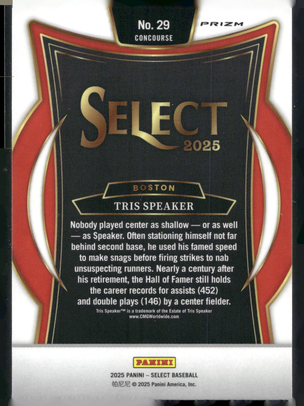 2025 Panini Select #29 Tris Speaker Silver Wave Prizms