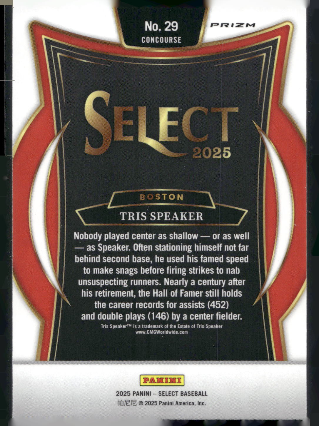 2025 Panini Select #29 Tris Speaker Silver Wave Prizms