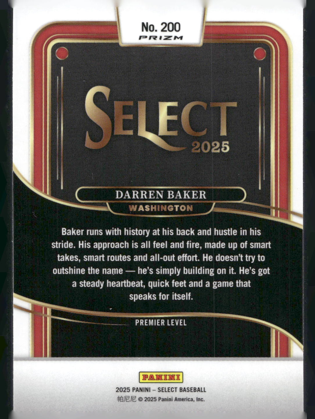 2025 Panini Select #200 Darren Baker Silver Wave Prizms