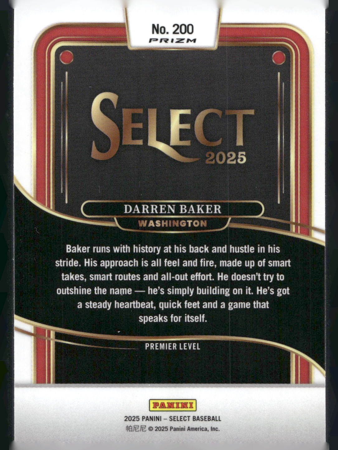 2025 Panini Select #200 Darren Baker Silver Wave Prizms