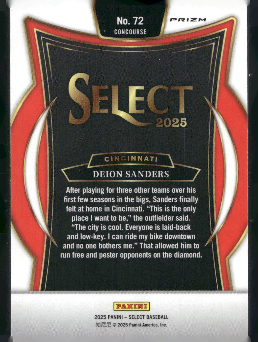 2025 Panini Select #72 Deion Sanders Silver Wave Prizms