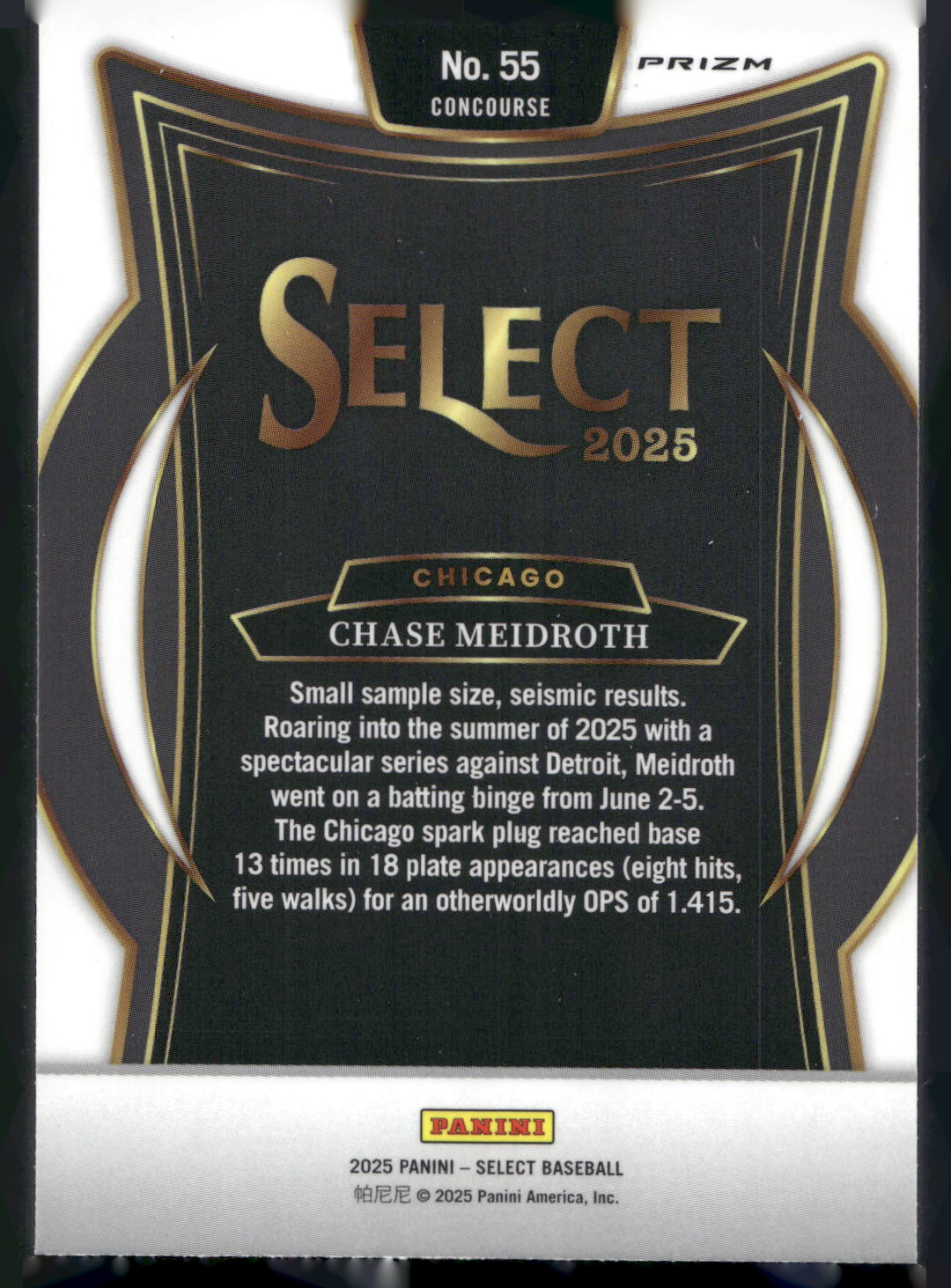 2025 Panini Select #55 Chase Meidroth Silver Prizms