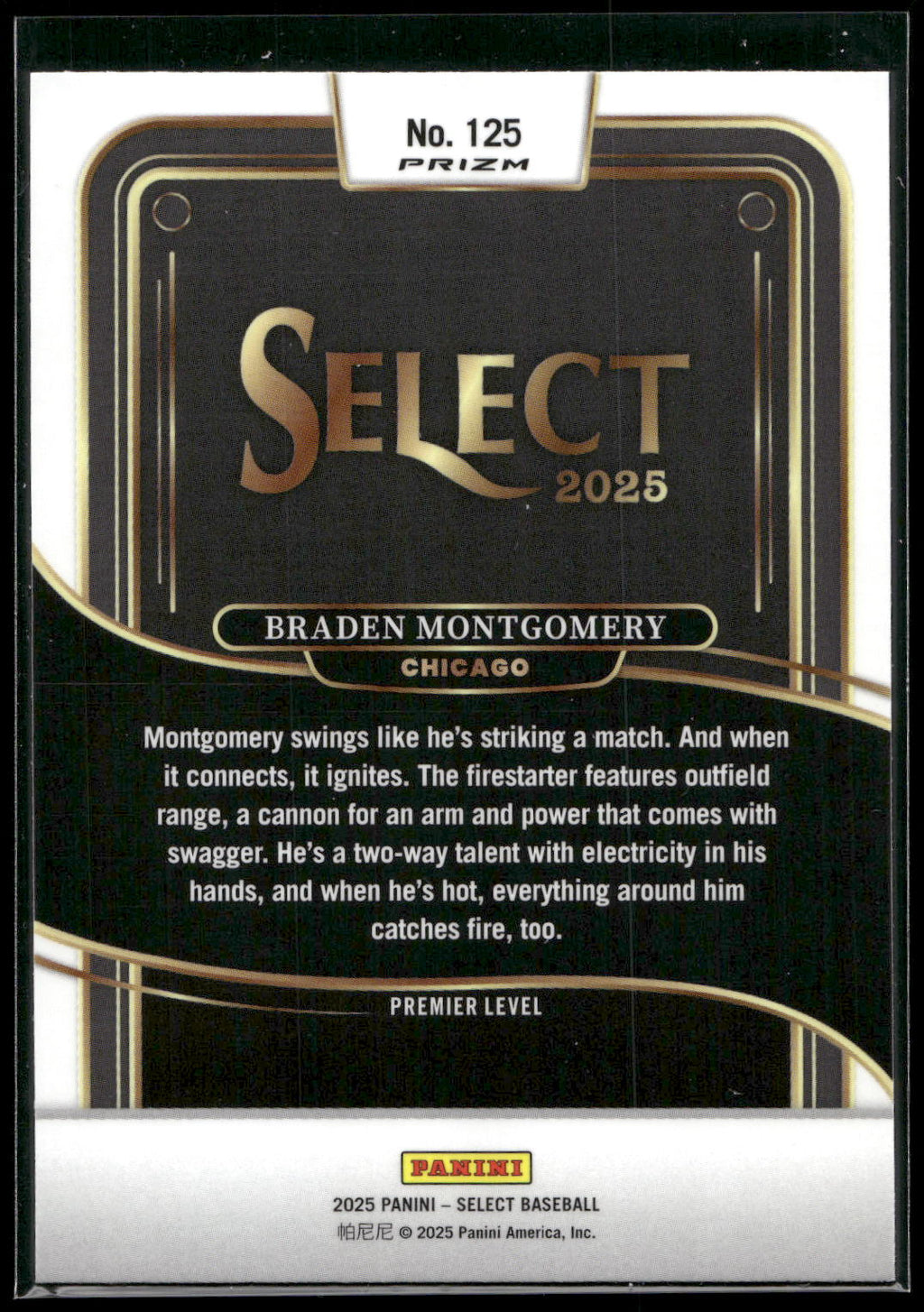 2025 Panini Select #125 Braden Montgomery Silver Prizms
