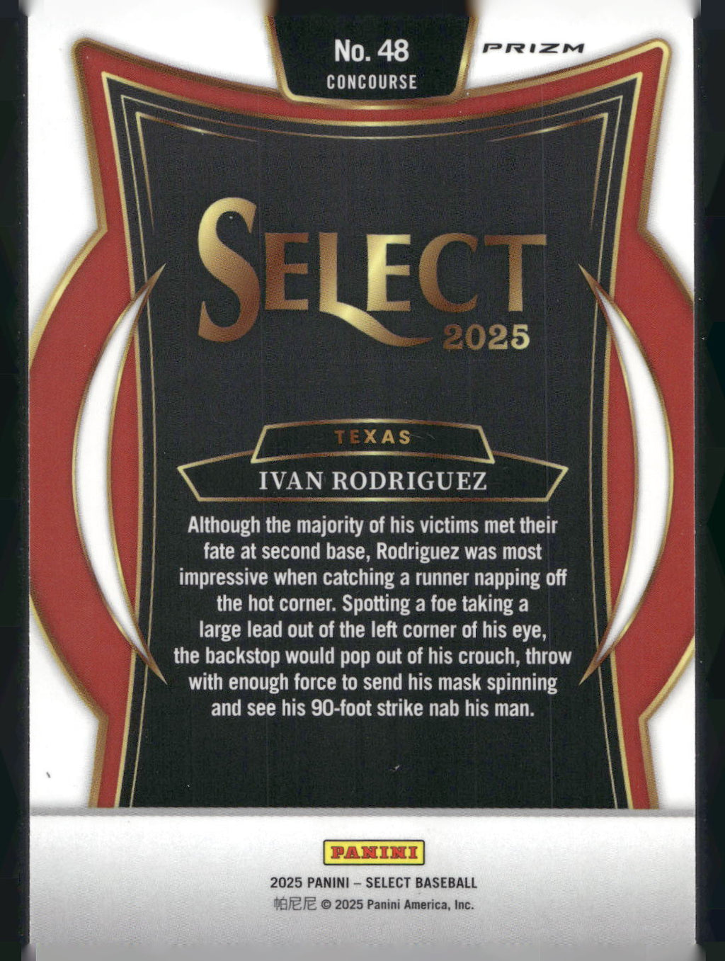 2025 Panini Select #48 Ivan Rodriguez Silver Prizms