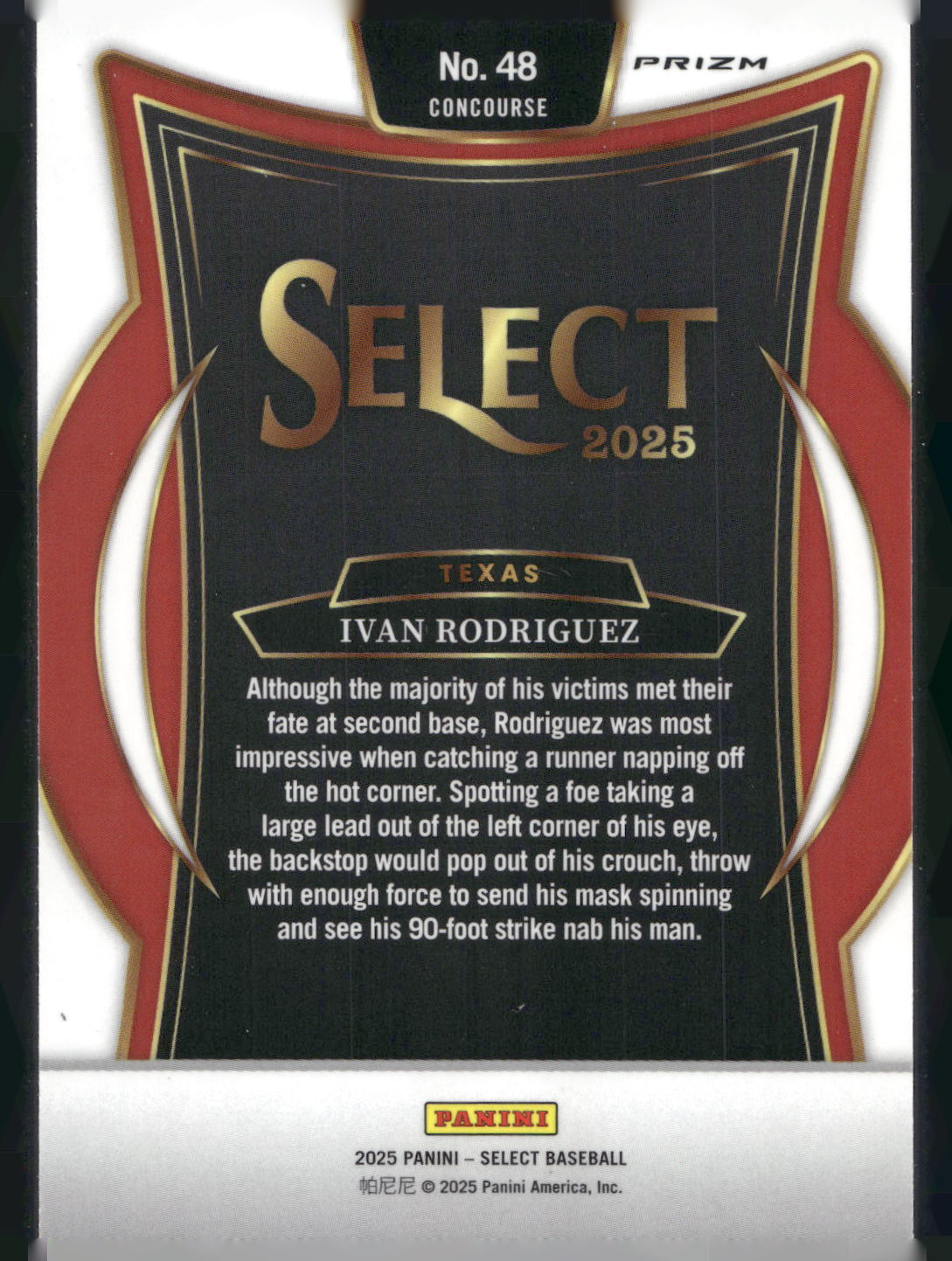 2025 Panini Select #48 Ivan Rodriguez Silver Prizms