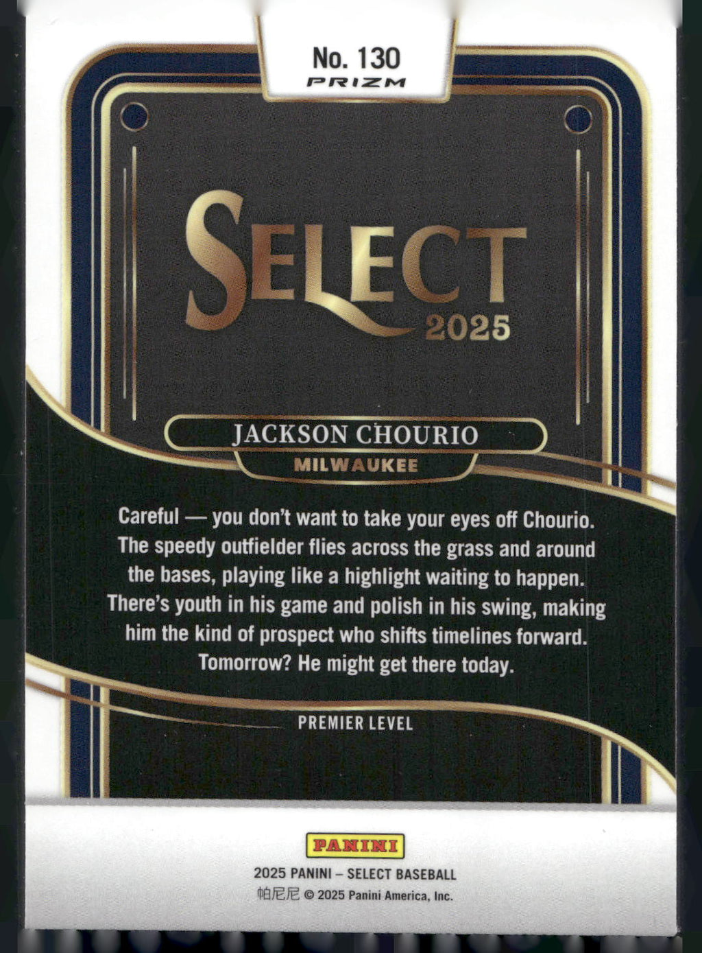 2025 Panini Select #130 Jackson Chourio Silver Prizms