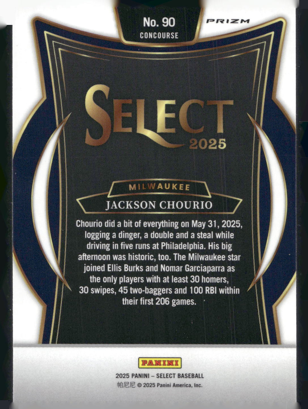 2025 Panini Select #90 Jackson Chourio Silver Prizms
