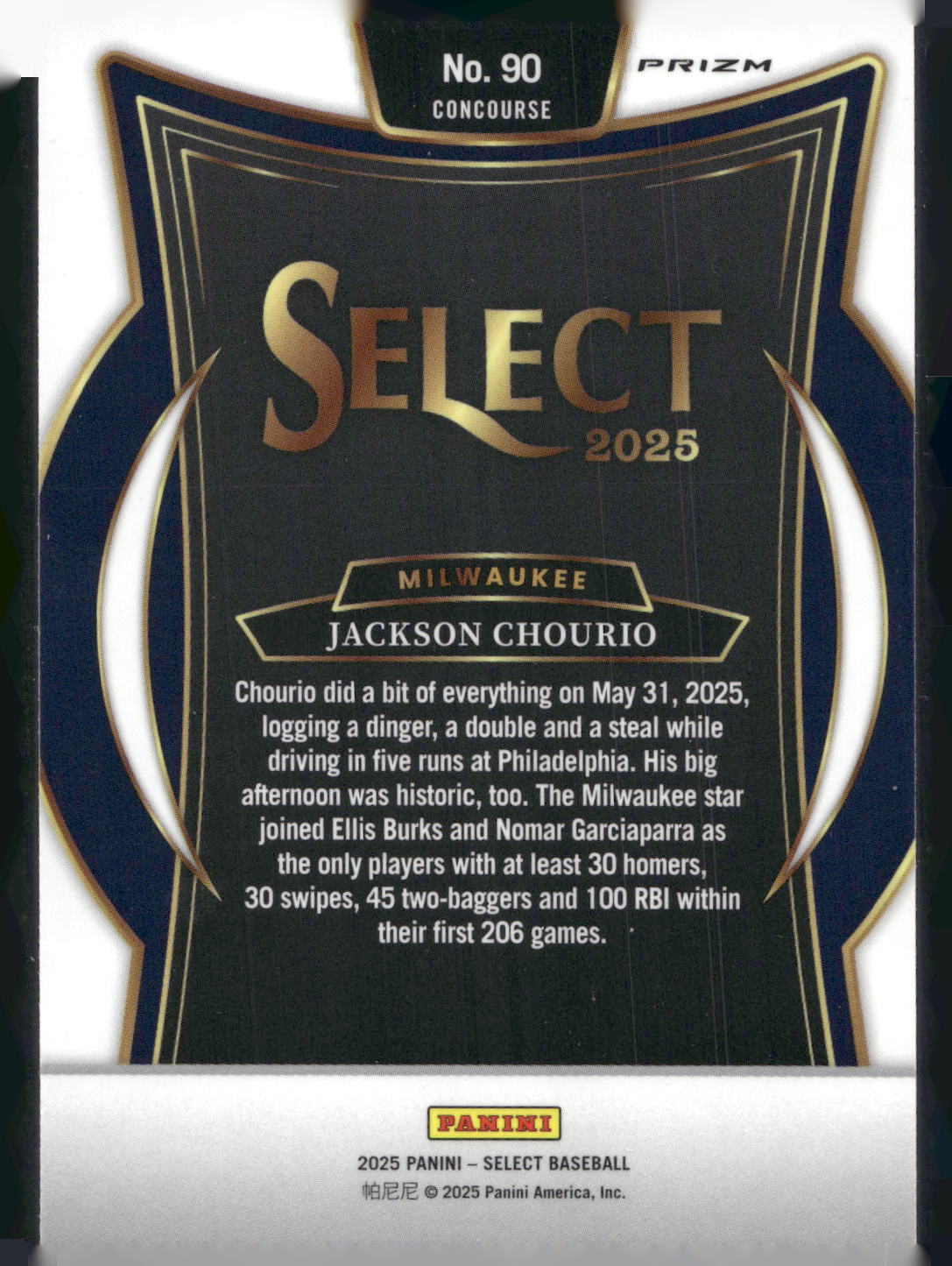 2025 Panini Select #90 Jackson Chourio Silver Prizms