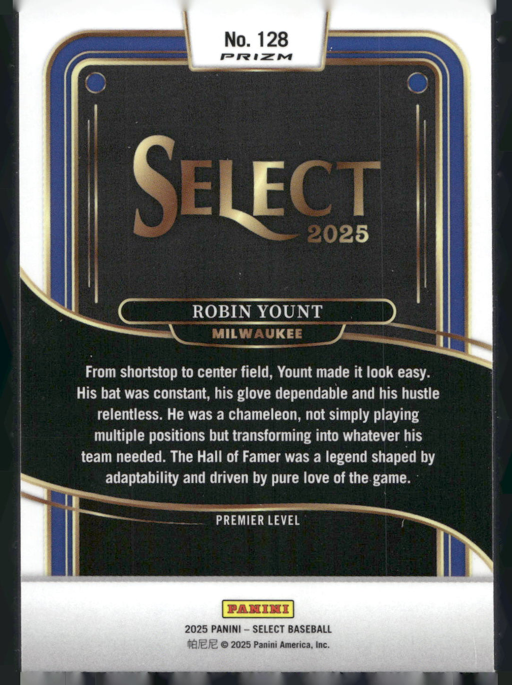 2025 Panini Select #128 Robin Yount Silver Prizms