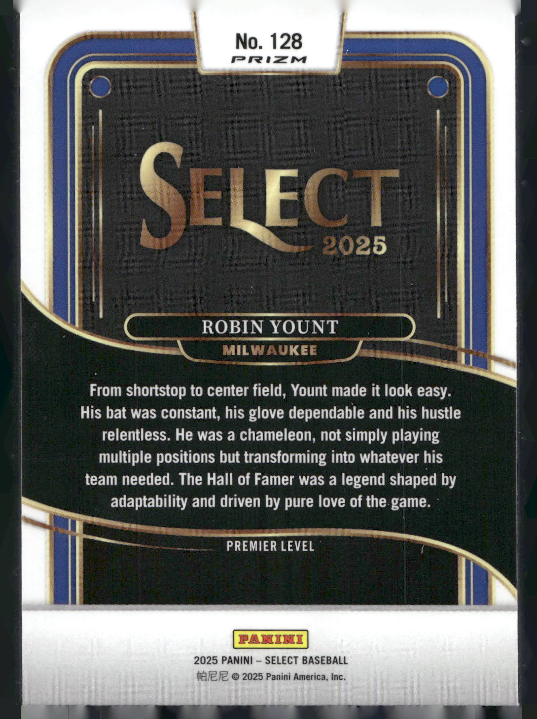 2025 Panini Select #128 Robin Yount Silver Prizms
