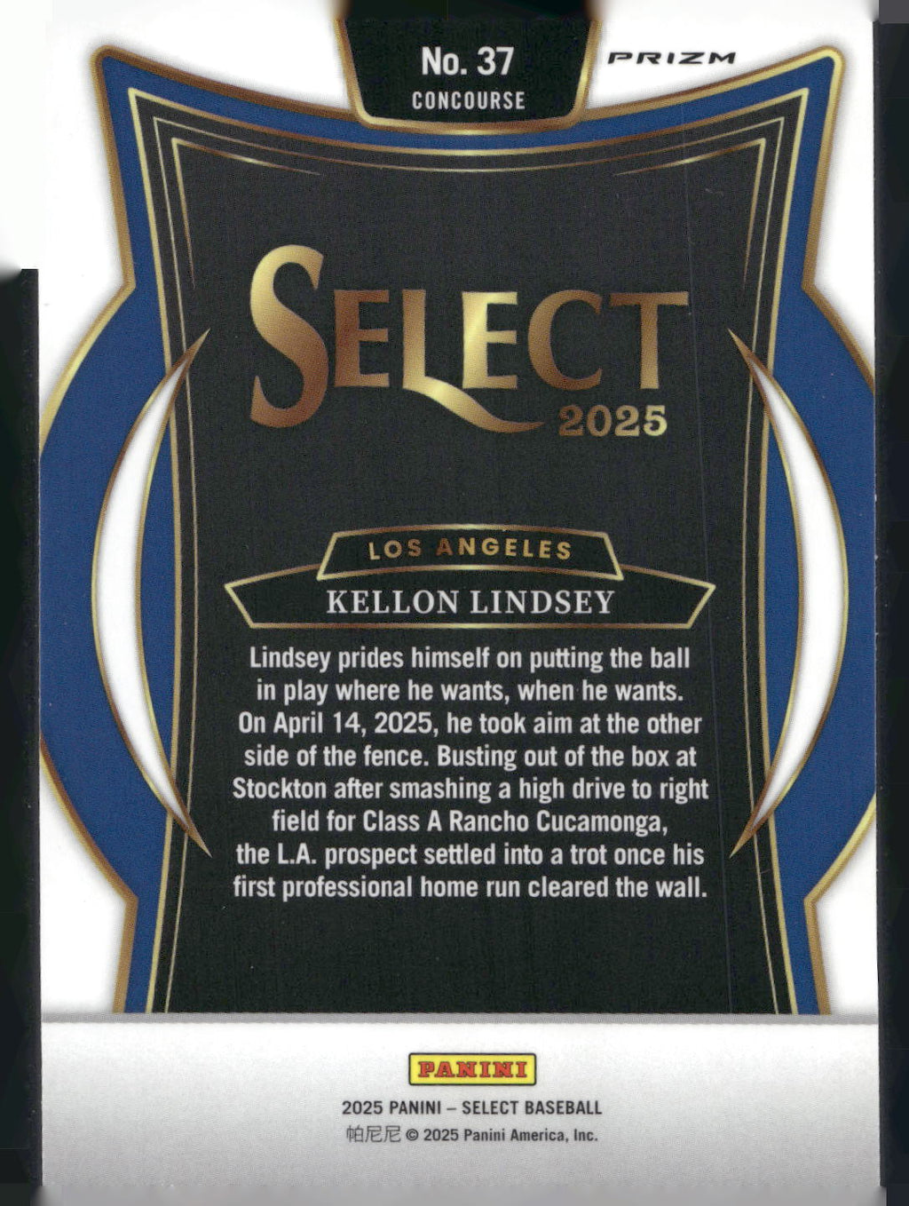 2025 Panini Select #37 Kellon Lindsey Silver Prizms