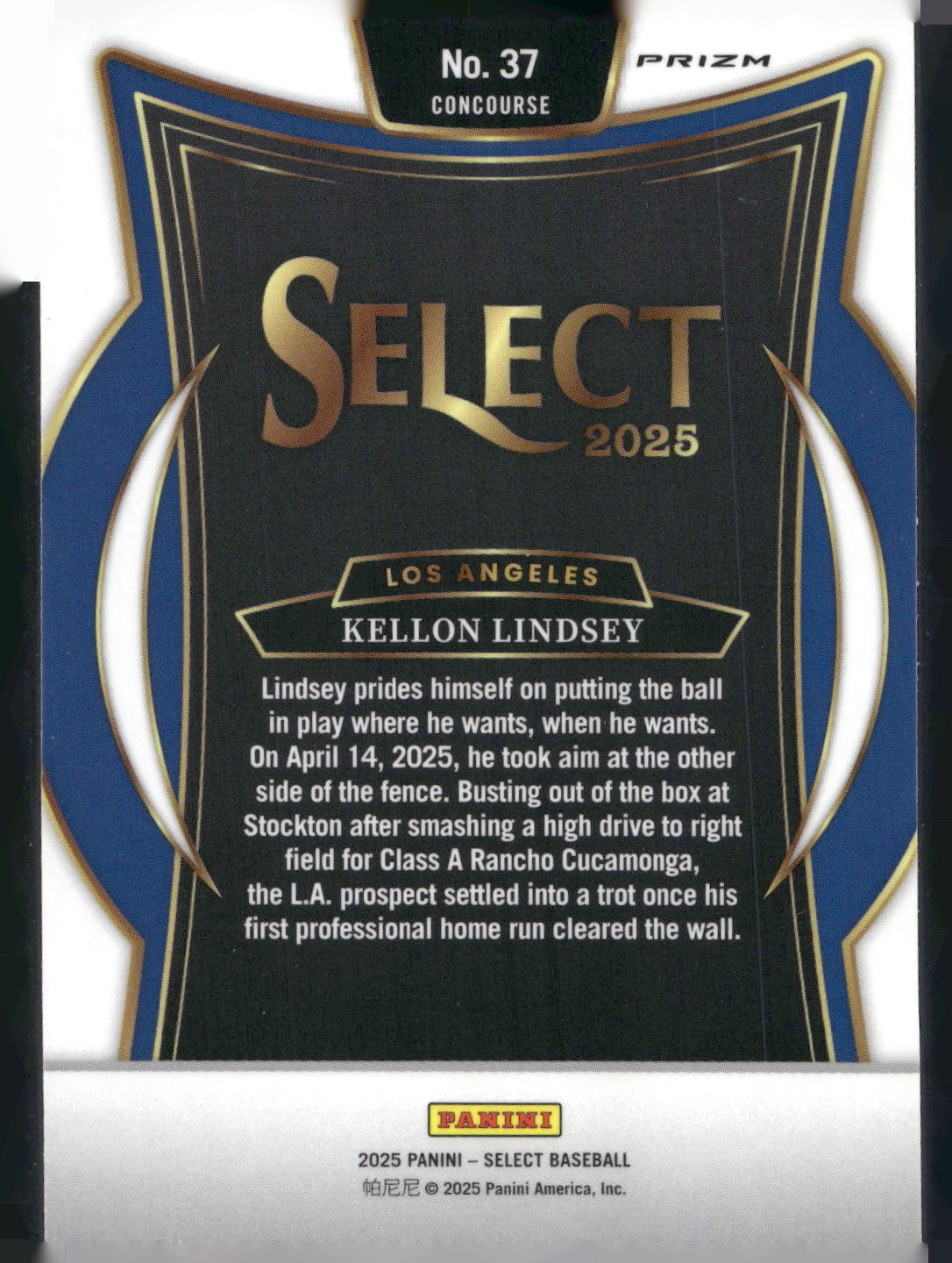2025 Panini Select #37 Kellon Lindsey Silver Prizms