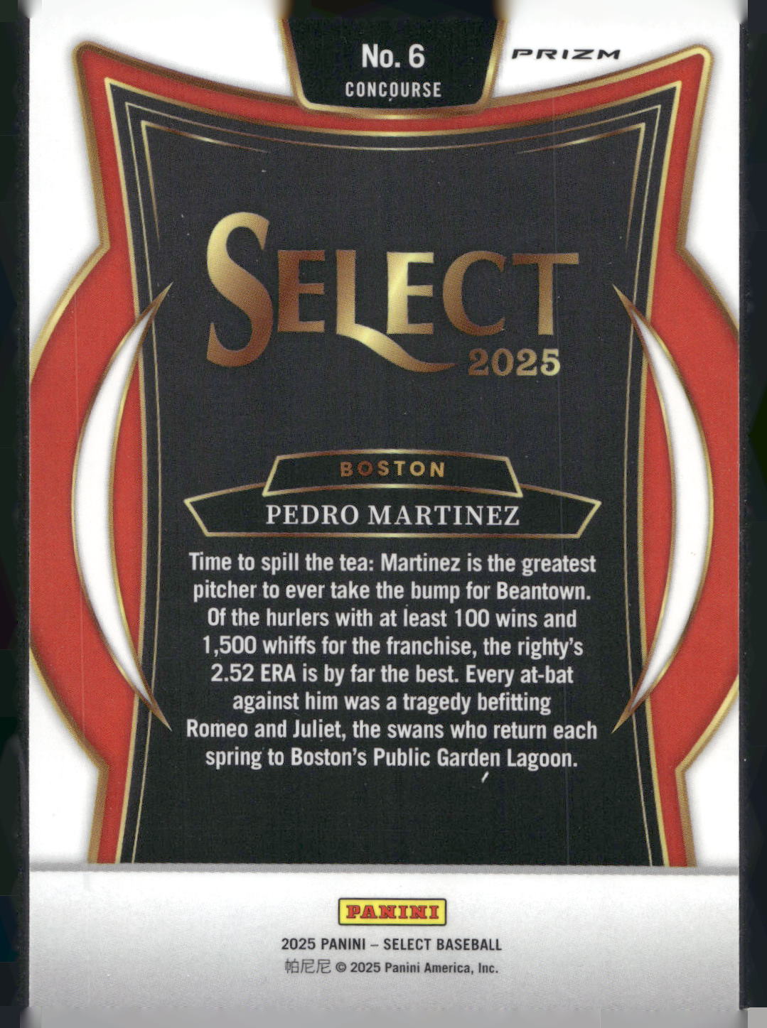 2025 Panini Select #6 Pedro Martinez Orange Flash Prizms