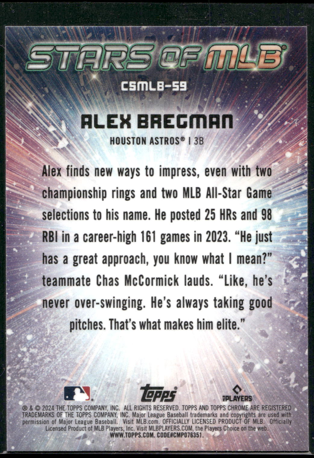 2024 Topps #CSMLB-59 Alex Bregman Stars of MLB Chrome