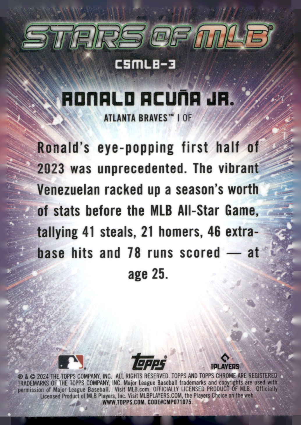 2024 Topps #CSMLB-3 Ronald Acuña Jr. Stars of MLB Chrome