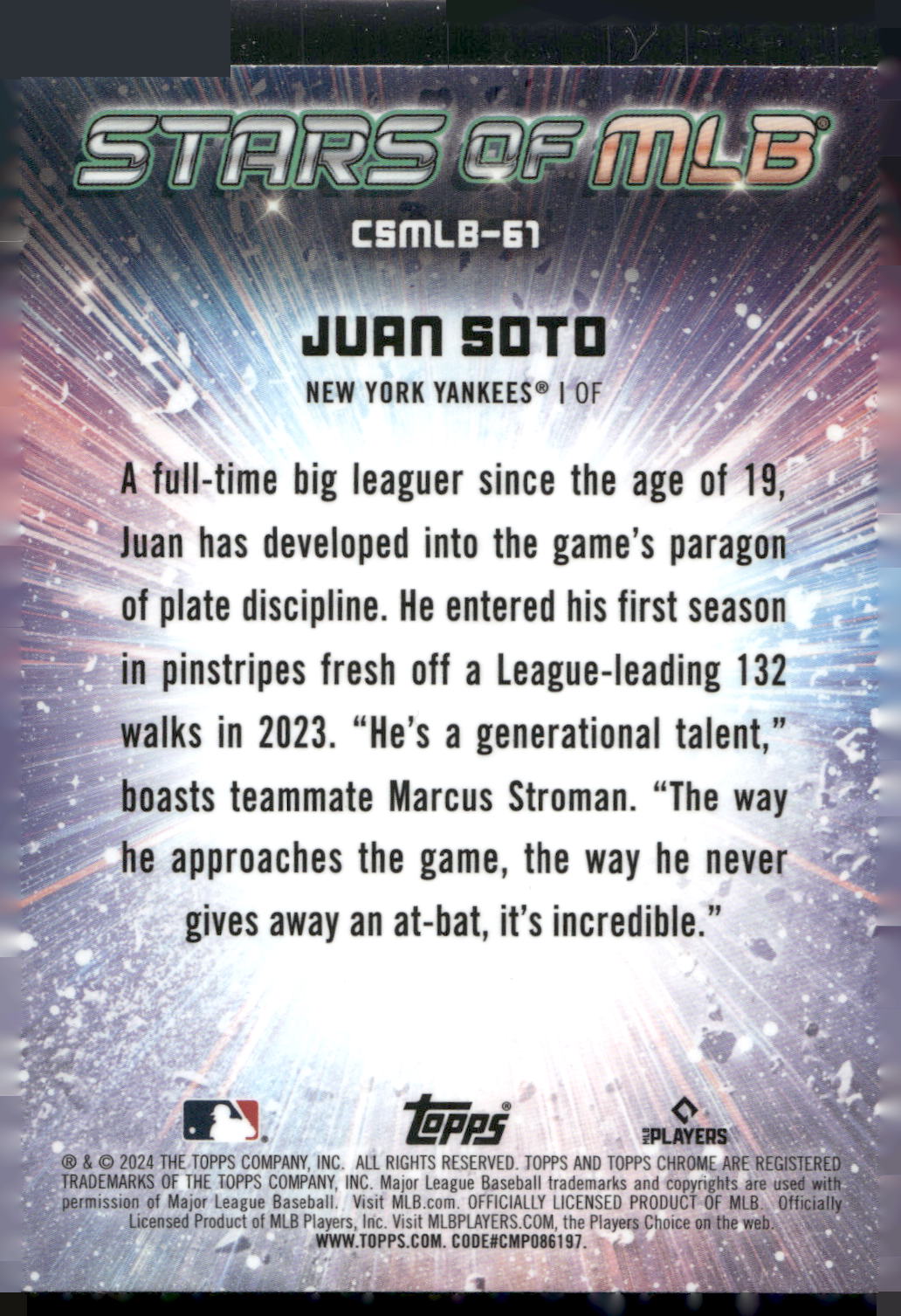 2024 Topps Update #CSMLB-61 Juan Soto Stars of MLB Chrome