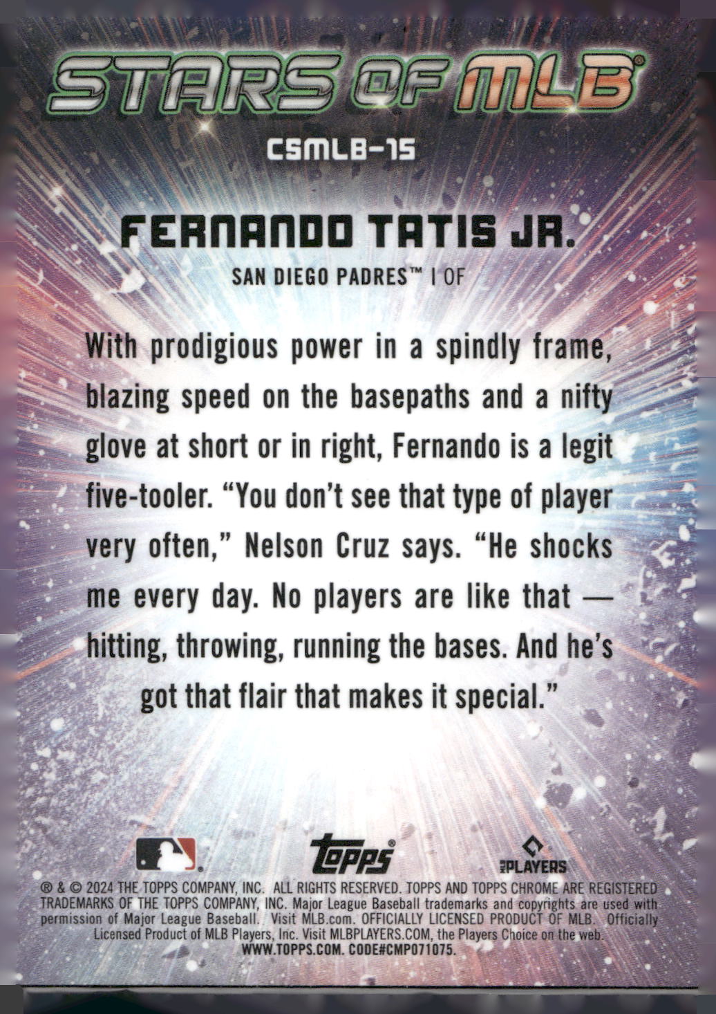 2024 Topps #CSMLB-15 Fernando Tatis Jr. Stars of MLB Chrome