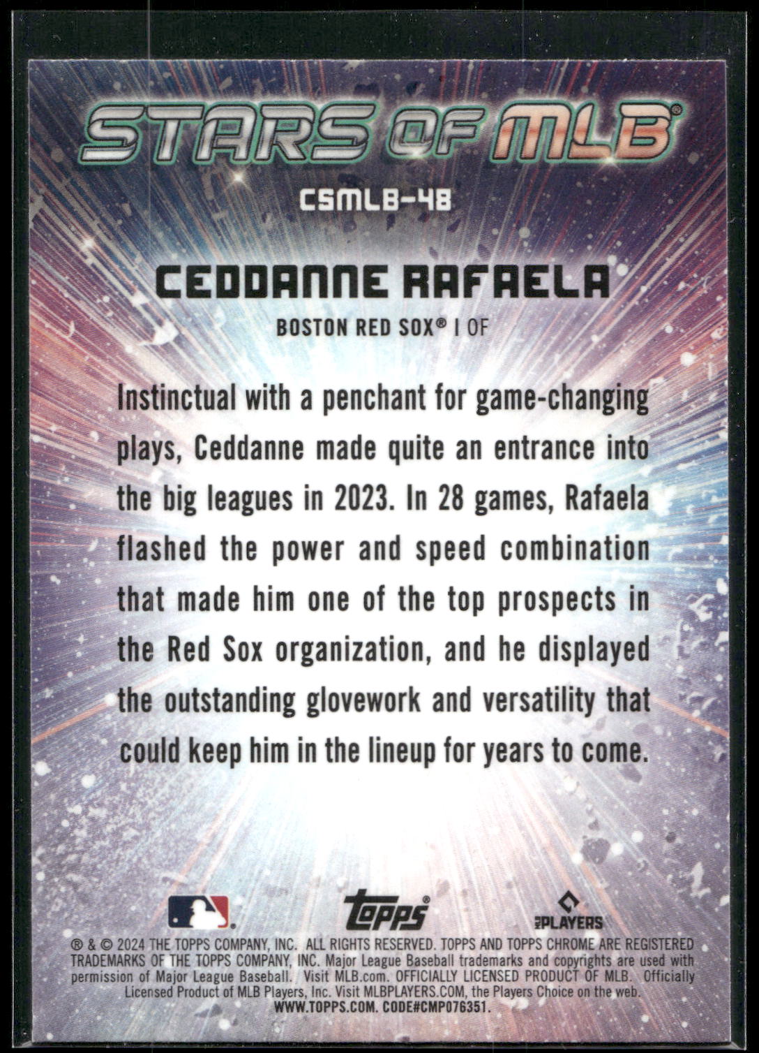 2024 Topps #CSMLB-48 Ceddanne Rafaela Stars of MLB Chrome