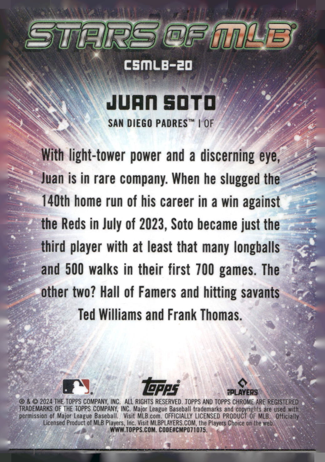 2024 Topps #CSMLB-20 Juan Soto Stars of MLB Chrome