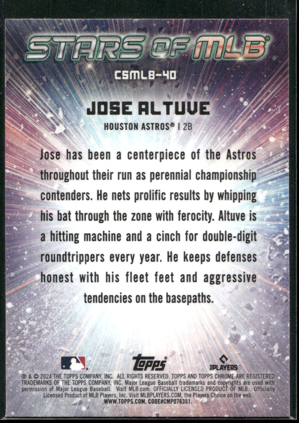 2024 Topps #CSMLB-40 Jose Altuve Stars of MLB Chrome