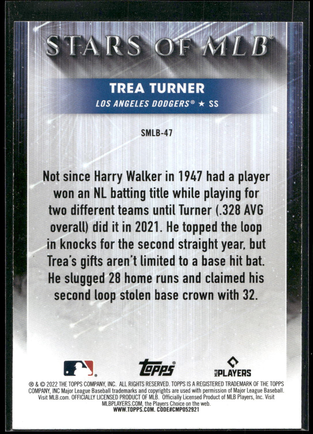 2022 Topps #SMLB-47 Trea Turner Stars of MLB