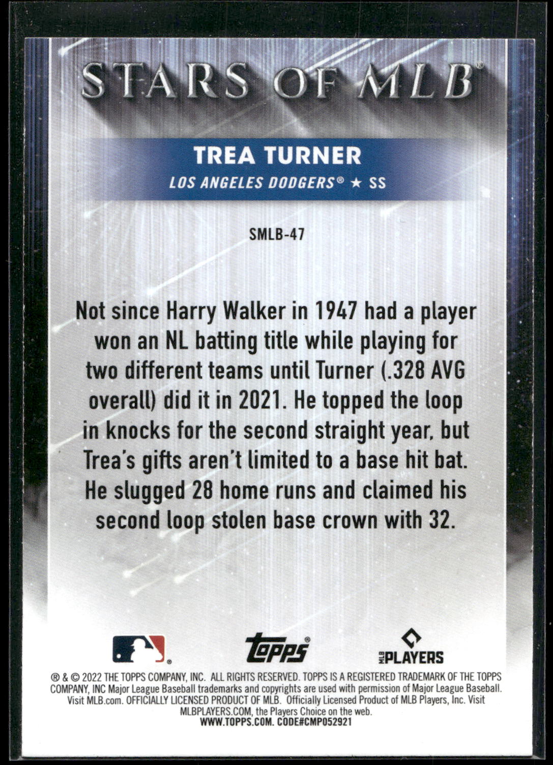 2022 Topps #SMLB-47 Trea Turner Stars of MLB