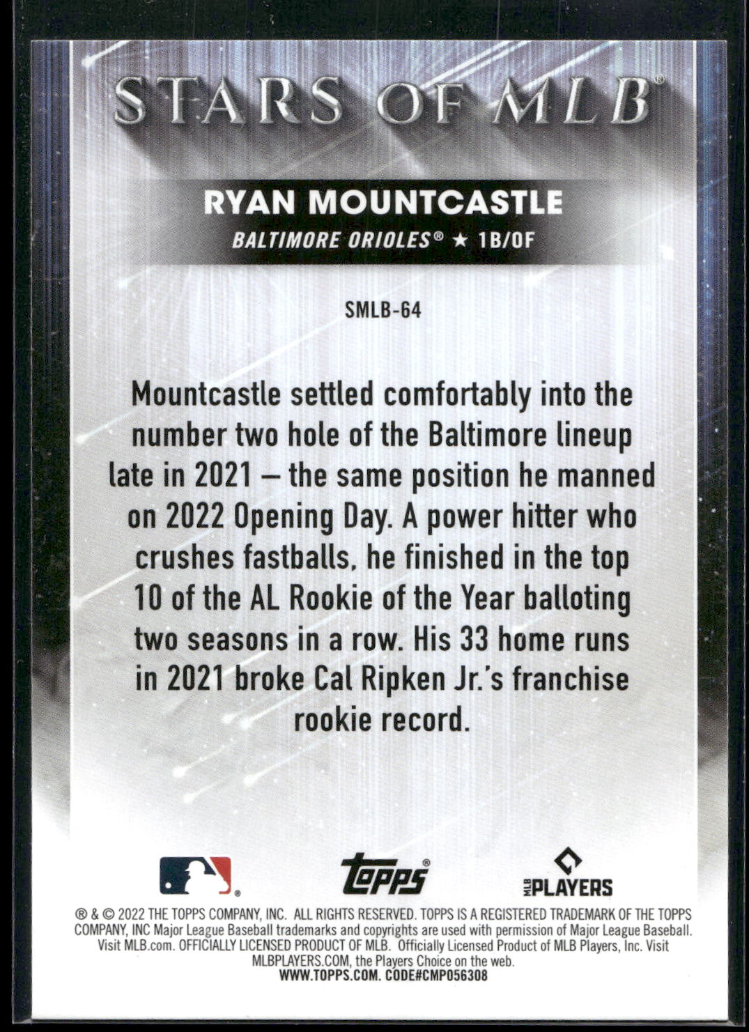 2022 Topps Update #SMLB-64 Ryan Mountcastle Stars of MLB