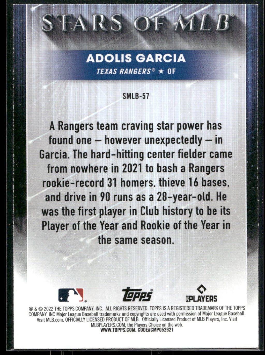 2022 Topps #SMLB-57 Adolis Garcia Stars of MLB