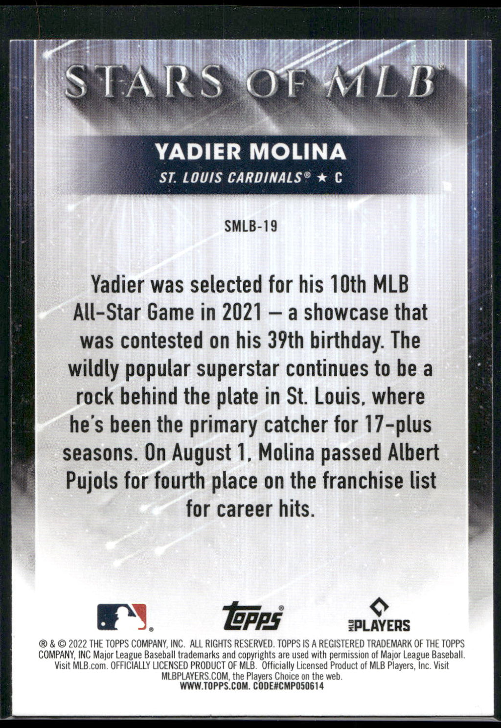 2022 Topps #SMLB-19 Yadier Molina Stars of MLB
