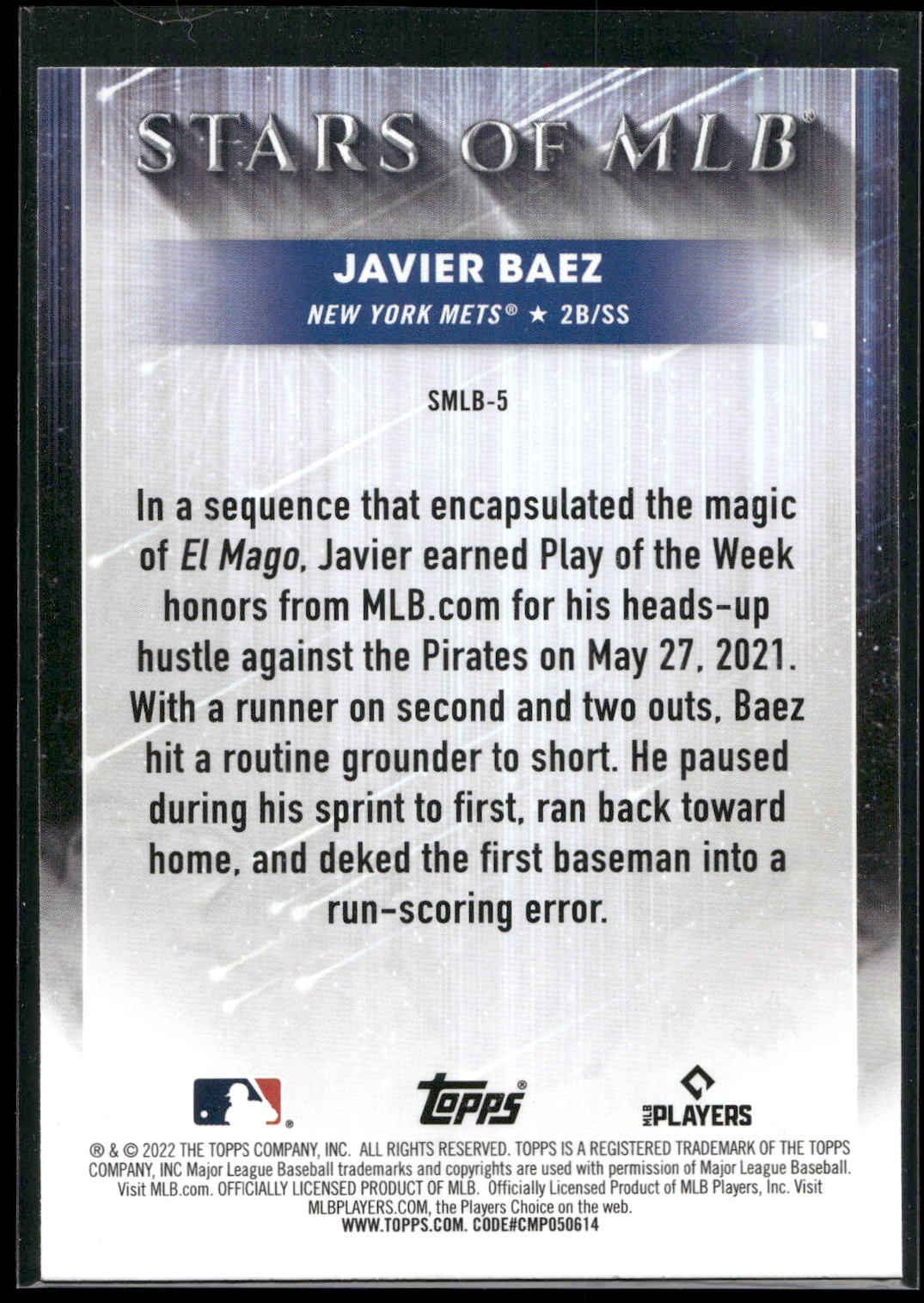 2022 Topps #SMLB-5 Javier Baez Stars of MLB