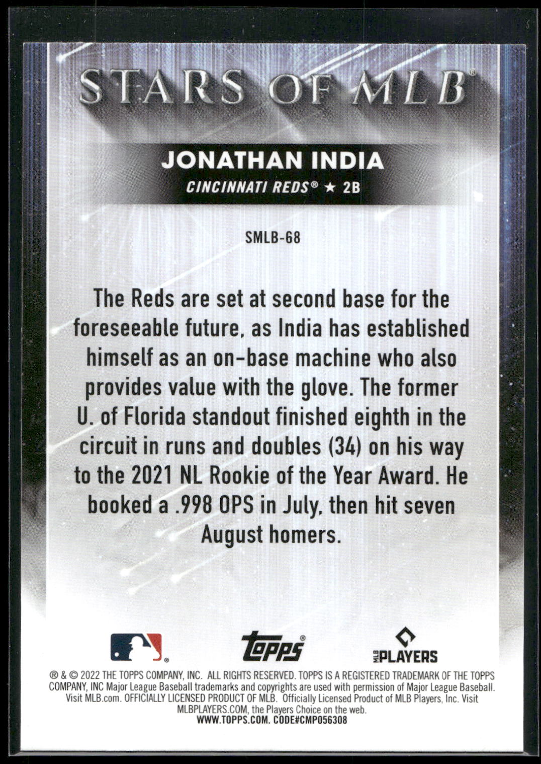 2022 Topps Update #SMLB-68 Jonathan India Stars of MLB