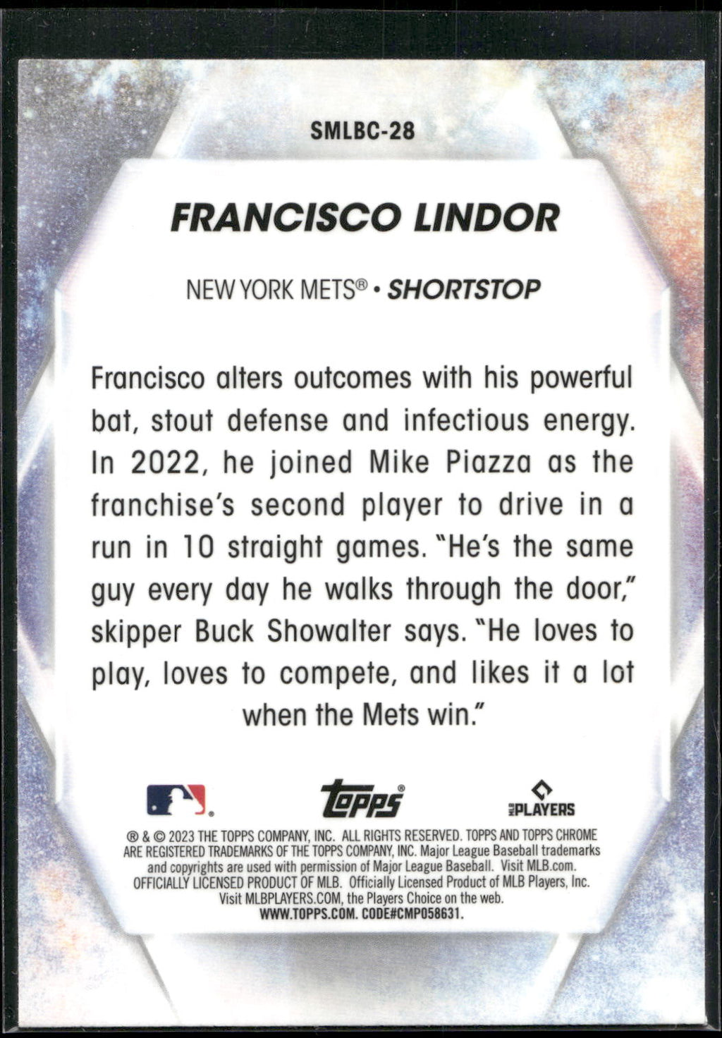 2023 Topps #SMLBC-28 Francisco Lindor Stars of MLB Chrome