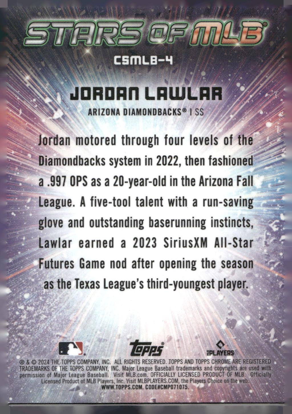 2024 Topps #CSMLB-4 Jordan Lawlar Stars of MLB Chrome