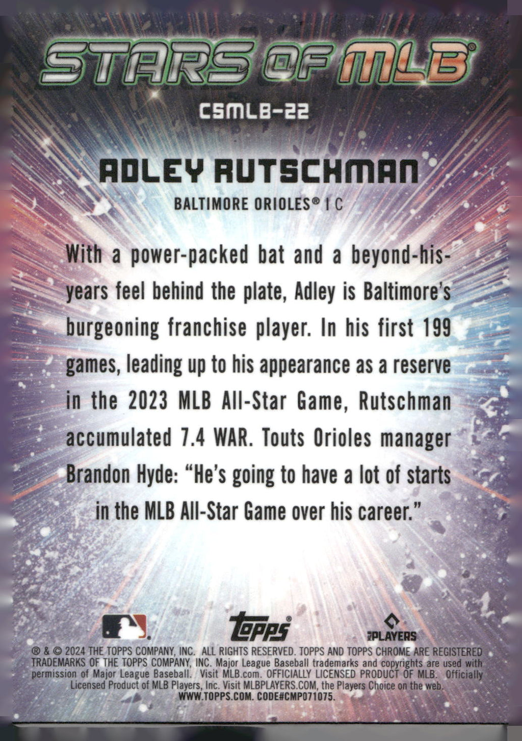 2024 Topps #CSMLB-22 Adley Rutschman Stars of MLB Chrome