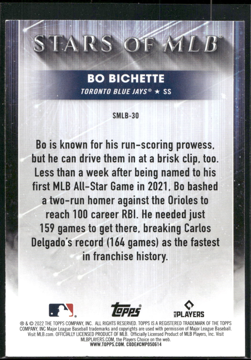 2022 Topps #SMLB-30 Bo Bichette Stars of MLB